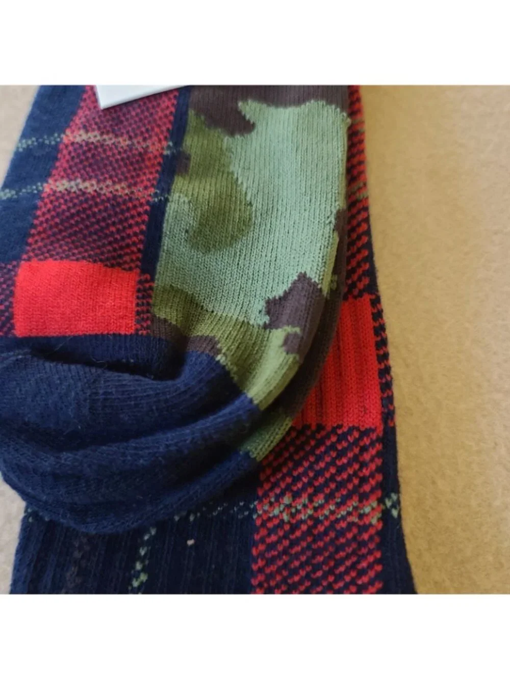 2 Pairs Urban Outfitters Crew Socks OS Unisex Checkerboard + Camo & Plaid NEW